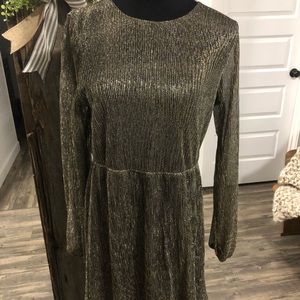 metallic striped dress